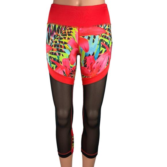 Reflex De Janeiro NWT Multicolor Tropical Mesh Stretch Pull On Crop Legging XS - Picture 1 of 4